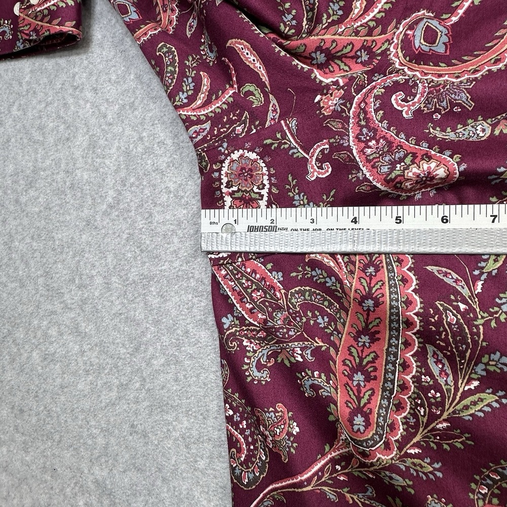 Chaps No Iron Shirt Plus 2X Burgundy Paisley Print Button Down Long Sleeve - Picture 8 of 12
